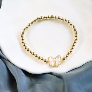 💕 Kendra Scott Haley Bow Mother-of-Pearl Stretch Bracelet Gold